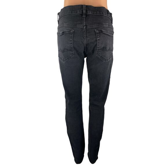 7 For All Mankind Paxtyn Women's Black Slim Mid Rise Skinny Denim Jeans Size 32 - Picture 2 of 4